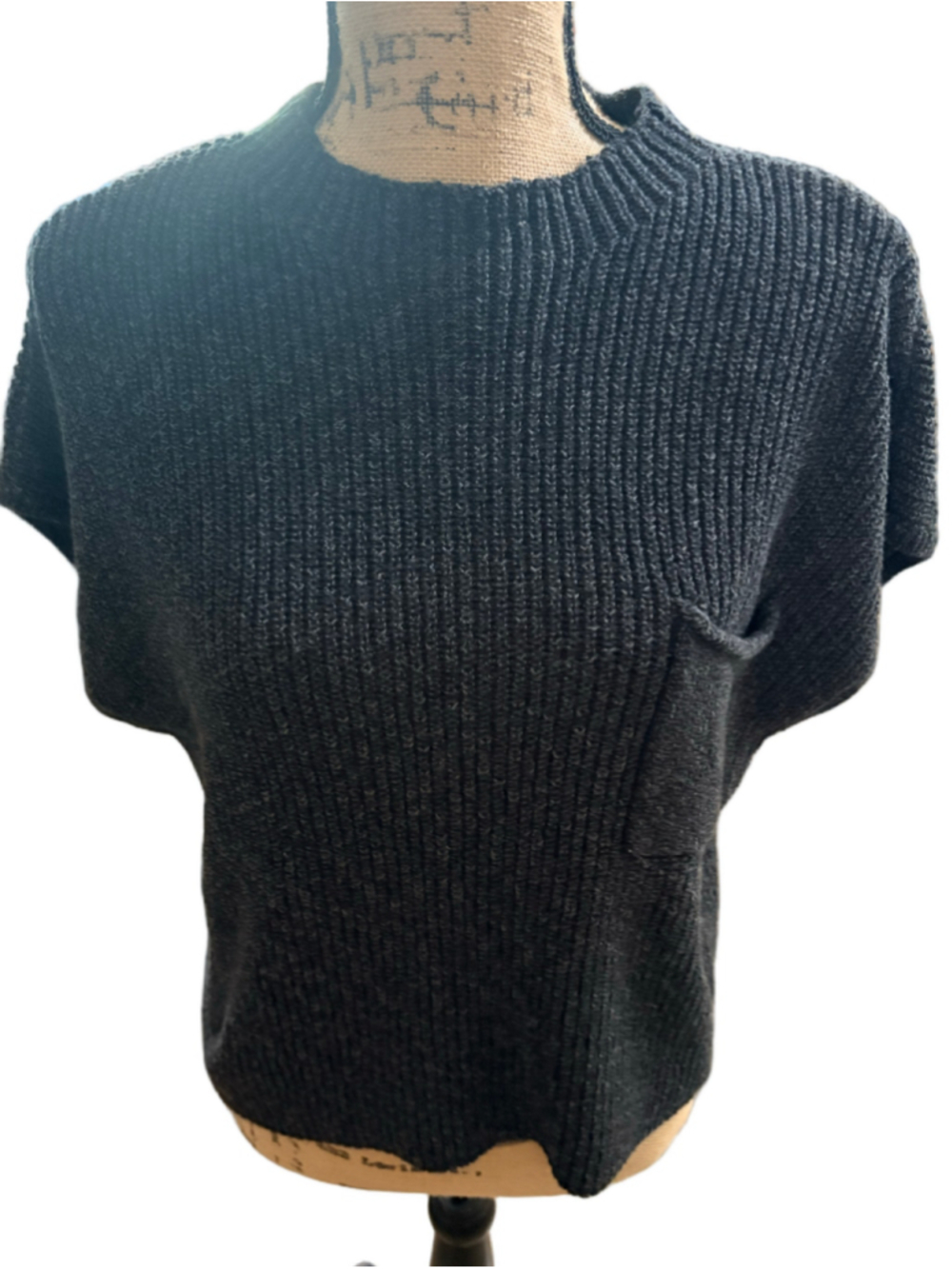 Free People Beach "Freya" Cotton Sweater Top Size L Varsity Blue Combo (Navy)